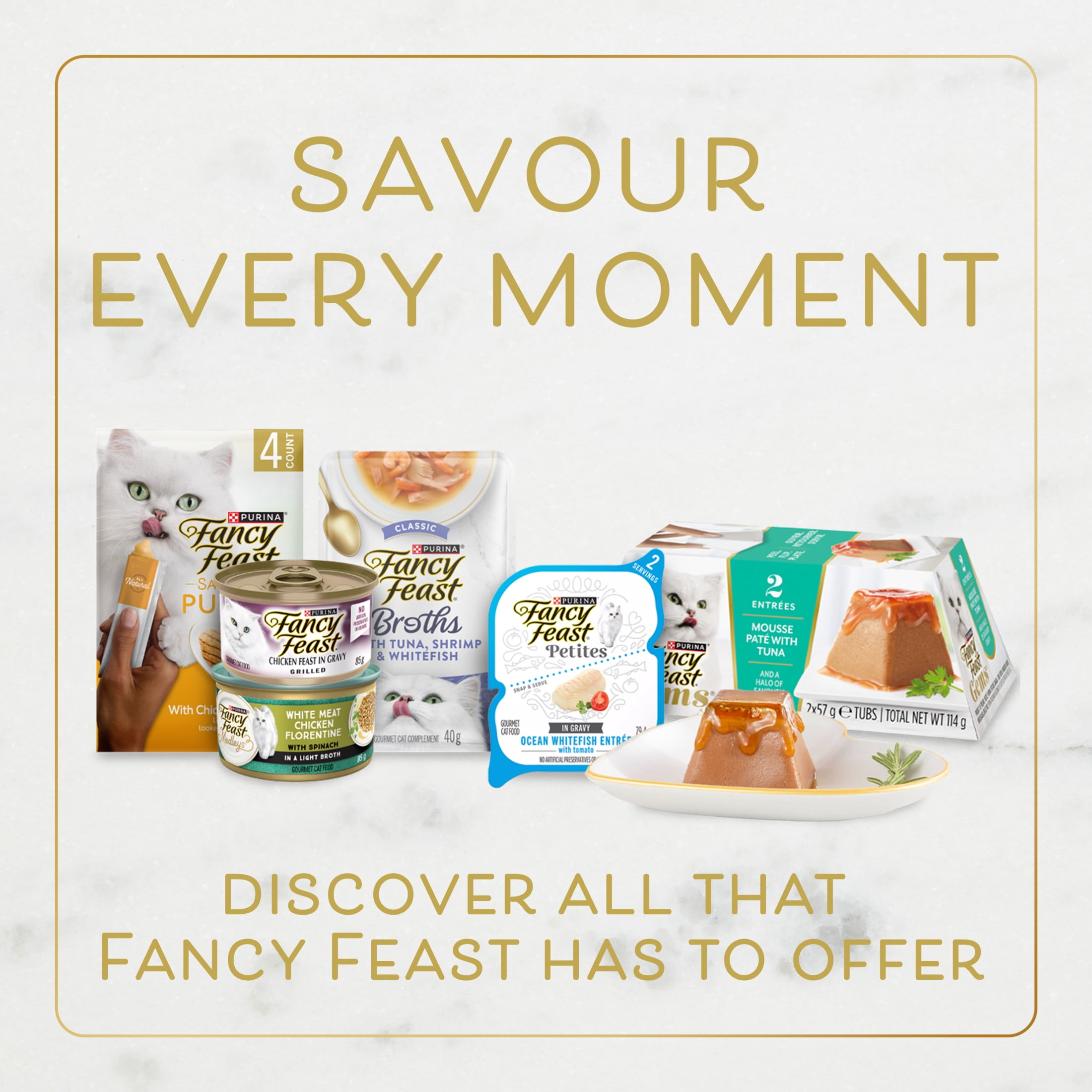 Purina Fancy Feast Savoury Purée Naturals avec Saumon Naturel et Thon dans une Sauce Demi-Glace, Gâteries pour Chats 40g