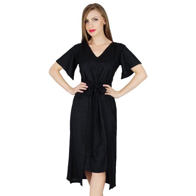 Bimba Womens Asymmetrical Shift Dress Mid-Calf Summer Rayon Day Dresses