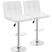 BestOffice Bar Stools Set of 2, Adjustable PU Leather Swivel Barstools, Modern Counter Stools, Back and Footrest, White