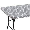thumbnail image 1 of Cloth Elastic Fitted Tablecloths For 6 Foot Rectangle Tables Stretch Washable Patio Table Cover For Outdoor Camping Banquet And Parties (30 Elastic Rectangle Tablecloth Reusable Table Chalk Tablecloth, 1 of 6