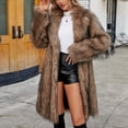 thumbnail image 4 of LSLJS Womens Ladies Warm Faux Furry Long Coat Jacket Winter Solid V-neck Outerwear, 4 of 6