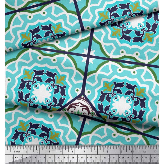 Soimoi Velvet Fabric Tiles Moroccan Decor Fabric Printed Yard 58 Inch Wide