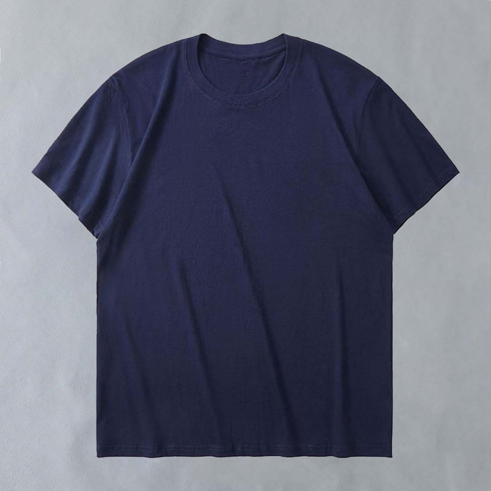 asjyhkr T-Shirts pour Hommes Coton Été 2025 Col Rond Manches Courtes Hauts Coupe Ample Confortables T-Shirts Unis