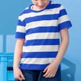 thumbnail image 2 of T-shirts d'Été à Rayures à Manches Courtes pour Filles, à Blocs de Couleur, Tendance, Col Ras du Cou, Chandails à Enfiler, Hauts, Blouse Décontractée, 2 of 5
