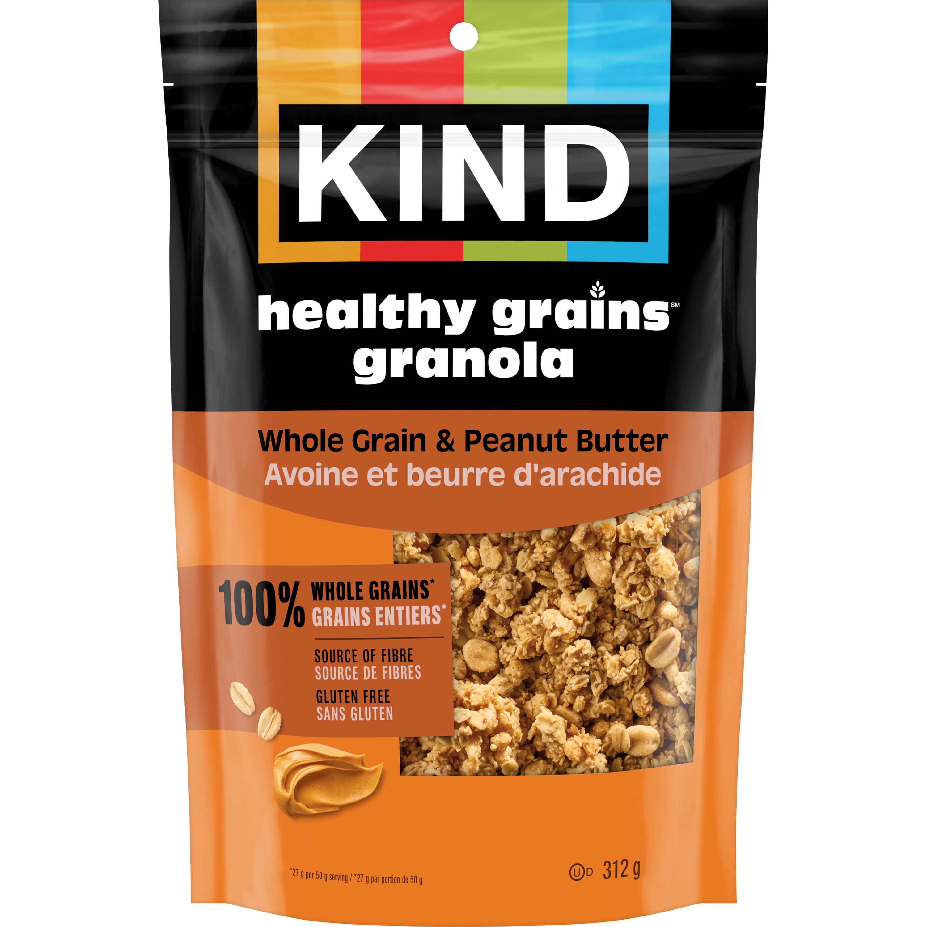 KIND Whole Grain & Peanut Butter Granola, 312g Bag