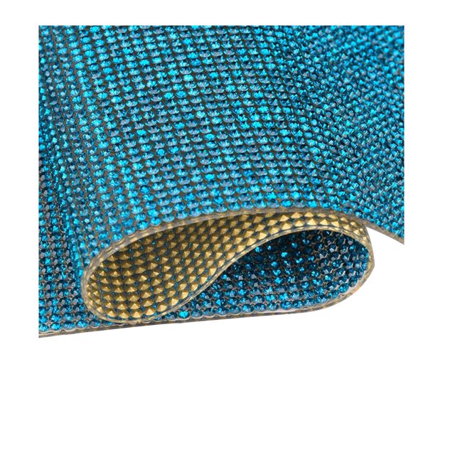 Baohd Crystal Rhinestone Ribbon Clothing Accessories Sticker Convenient Using Present Decoration Sheet with Shine Appearance Exquisite peacock blue 6 double side tape