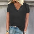 thumbnail image 2 of FAIWAD Womens Summer Tops Short Sleeve V Neck Pullover Shirts Loose Casual Solid Color Basic Tops, 2 of 4