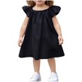 thumbnail image 2 of NJDVHB Robes d'Hiver pour Tout-Petits, Robe de Princesse pour Fillette, Robe de Fête pour Filles, Robe Décontractée Ample à Manches Volantées Unie pour Enfants, Col Rond, Manches Courtes, Noir, 100, 2 of 5