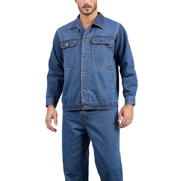 denim shirt men collar shirts for men Mens Casual Denim Multi Pocket Button Long Sleeved Folding Collar Top Shirt Set long shirts for men button shirts for men