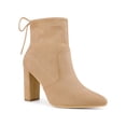 thumbnail image 1 of Unique Bargains Women's Pull on Drawstring Block Heel Ankle Boots Khaki US 6, 1 of 7
