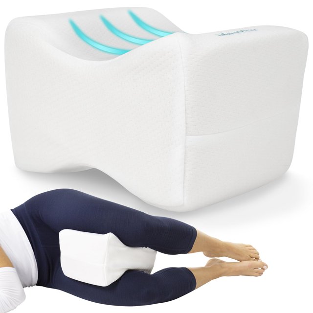 Xtra-Comfort Memory Foam Knee Pillow for Side Sleepers - Orthepedic Sciatica Back Under Leg Hip and Joint Support - Pregnancy and Maternity