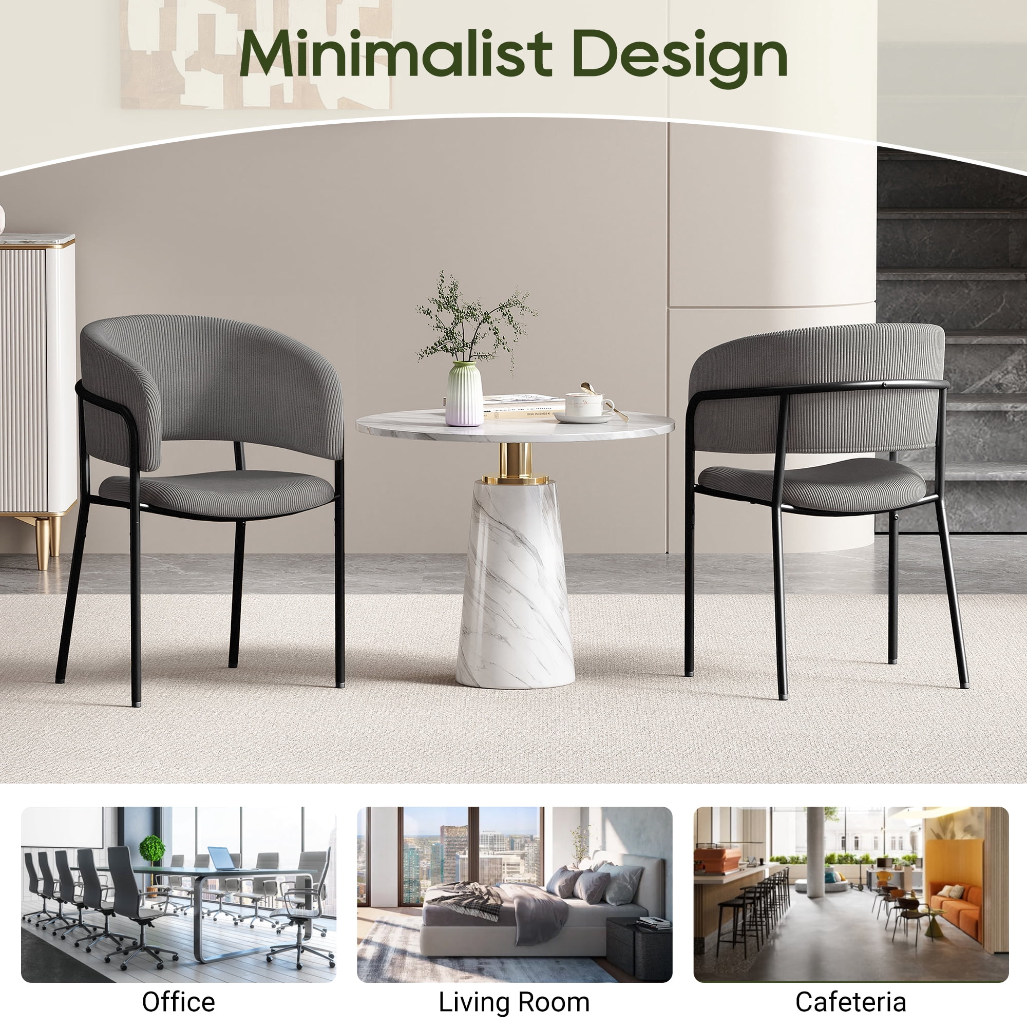 Ensemble de 4 chaises d'appoint modernes Noble House HORIZON avec pieds inclinés et pieds réglables (gris)