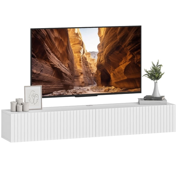HOMCOM 55" Floating TV Stand for TVs up to 72 Inch, White