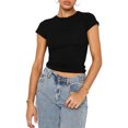 thumbnail image 2 of Gupgi Women Crop Top Basic Slim T-Shirts Summer Solid Color Tees, 2 of 9
