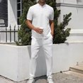 thumbnail image 1 of tumgatte Men's Leisure Sports Set Short Sleeve Knitting Split Solid Color Two-piece Round Neck Top Set Clearance, 1 of 3