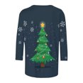 thumbnail image 5 of Chemises pour Femmes Décontractées à Imprimé de Noël Amples à Manches Trois Quarts à Col Rond Hauts de Style Professionnel Décontracté pour Femmes en Liquidation, 5 of 5