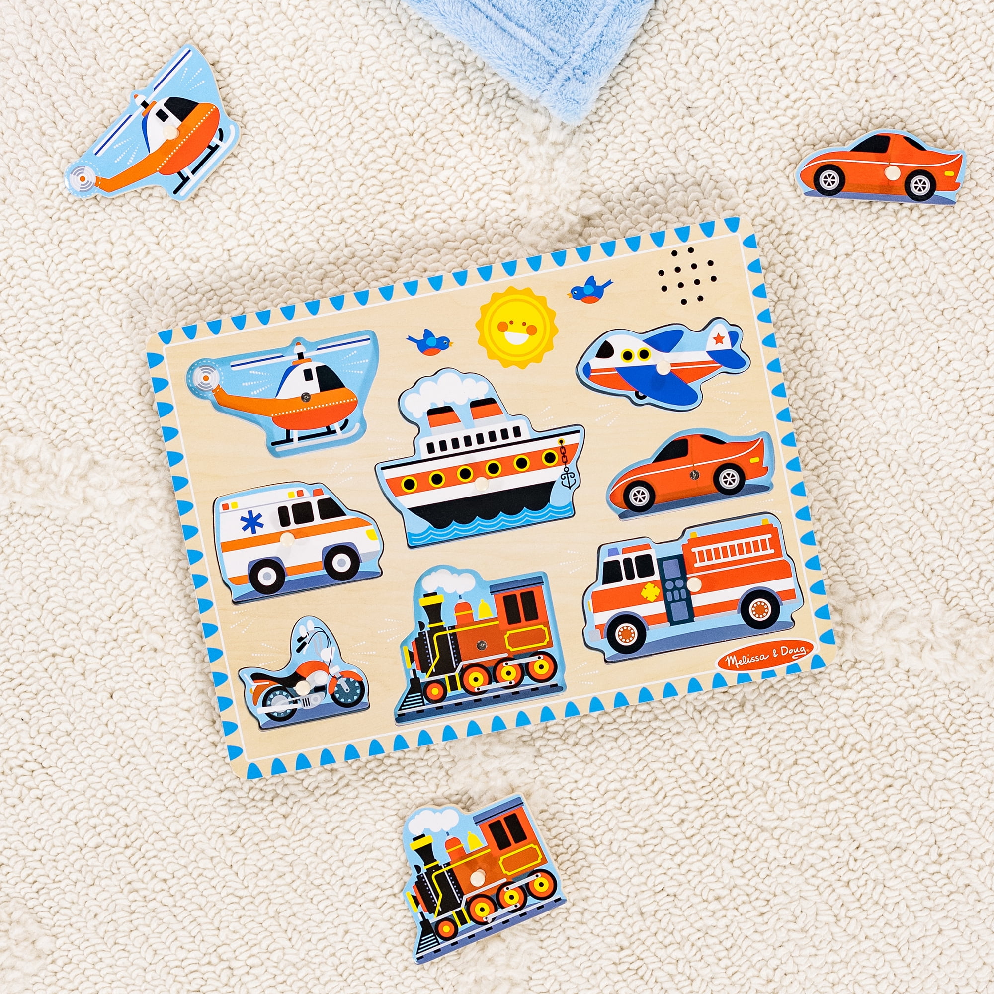 Melissa & Doug Véhicule Puzzle sonore - Puzzle en bois avec effets sonores activés par la lumière (8 pièces)