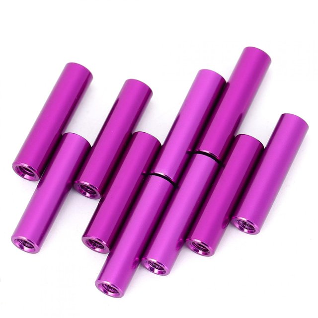 Loewten 10Pcs M3x20 Round Aluminum Standoff Column Spacer Stud Fastener Rods Purple,Fastener Round Column,Aluminum Standoff