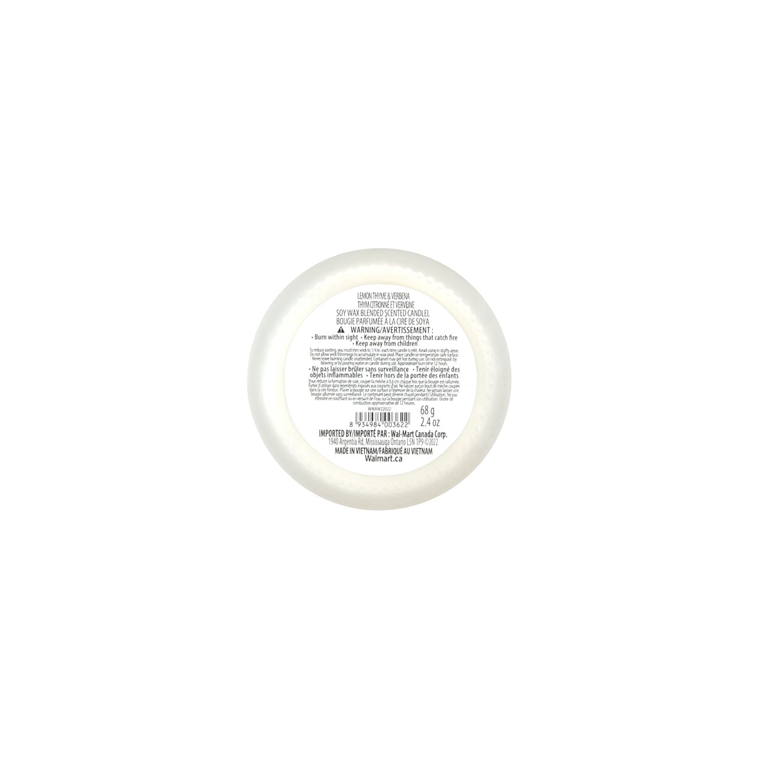Art Wick 13.9OZ Thym au citron et cire de soja verveine Bougie parfumée mélangée, 1 mèche coton