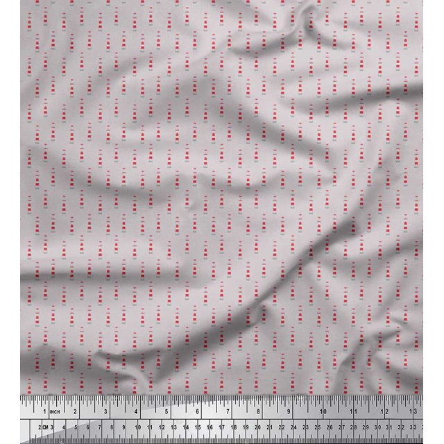 Soimoi Grey polyester Crepe Fabric Lighthouse Nautical Decor Fabric Printed Yard 52 Inch Wide