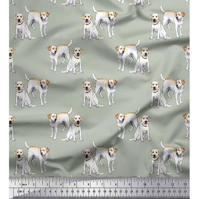 Soimoi Viscose Chiffon Fabric Labrador Dog Decor Fabric Printed Yard 42 Inch Wide