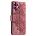 thumbnail image 3 of Étui à Rabat pour iPhone 16 Plus, Portefeuille en Cuir PU Premium avec Fleurs en Relief Totem, Porte-Cartes et Support Compatible avec iPhone 16 Plus - Rose, 3 of 13