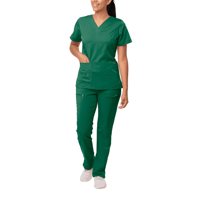 Adar Pro Breakthrough Plus Scrub Set For Women - Enhanced V-Neck Top & Multi Pocket Pants - Petite / Tall