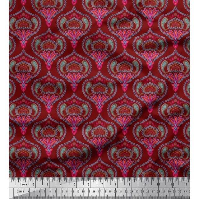 Soimoi Viscose Chiffon Fabric Moroccan Damask Print Fabric by Yard 42 Inch Wide