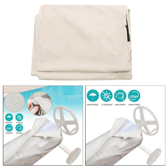 enqiretly Housse d'Hiver pour Piscine, Bobine Solaire de Natation, Robuste, Imperméable, pour Piscine, Solaire - Bobine Non Incluse L Beige
