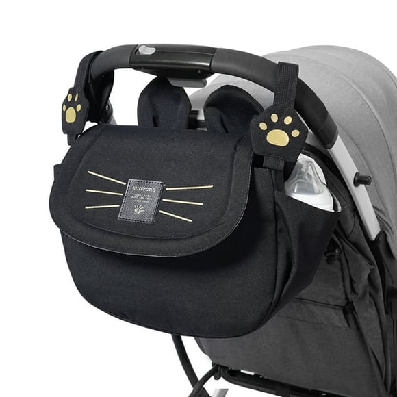 Sunveno Cat Stroller Organizer Diaper Bag Large Capacity Universal Stroller Bag Travel Bag, Black
