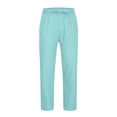 thumbnail image 3 of WRKEKC Casual Pants for Men Cotton Linen Drawstring Elastic Waist Linen Pants Solid Color for Comfort Wear, 3 of 5