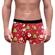 FhsagQ Underwear Mens Underwear Cotton Briefs Fit Men's Christmas Print Breathable Underwear Men Underwear Boxers Brief Pack Breathable Underwear for Men Comfortsoft Red XXL