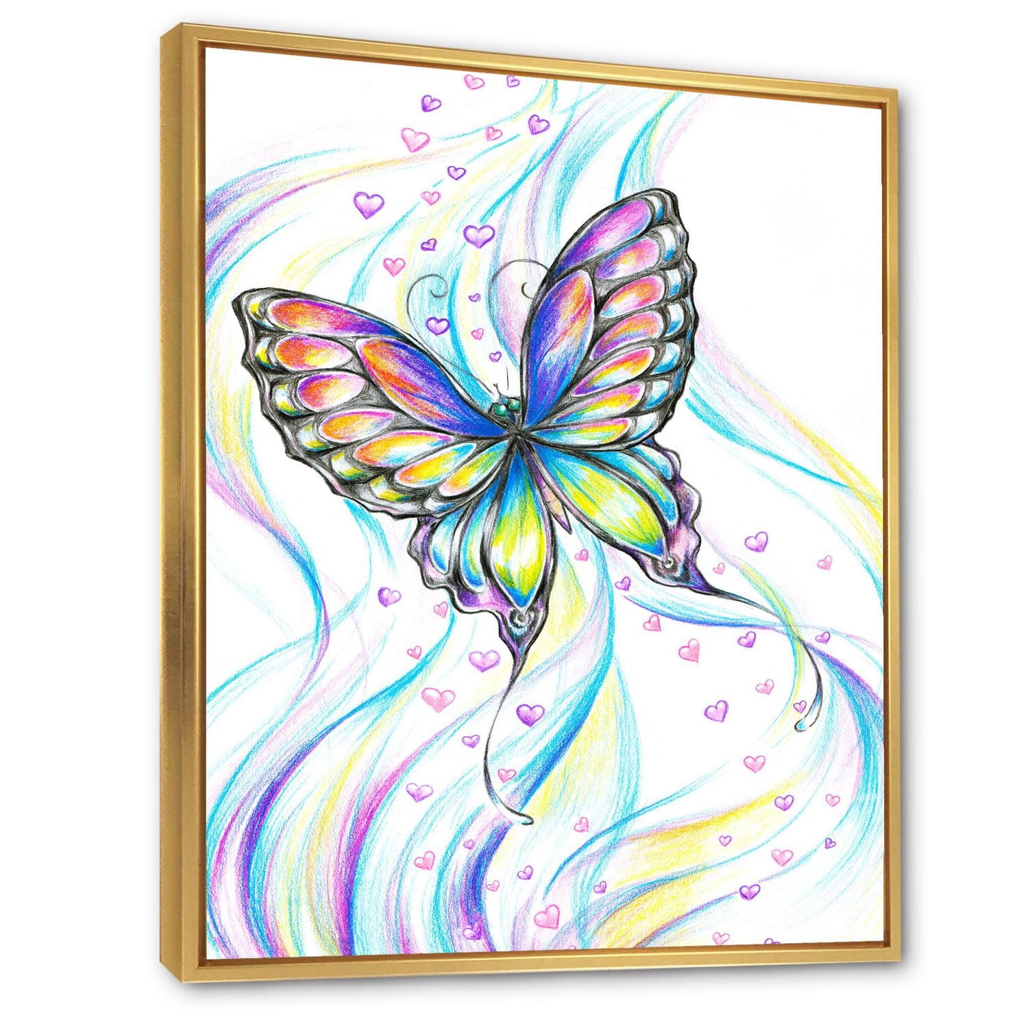 Designart Papillon irisé ART MURAL À CADRE FLOTTÉ