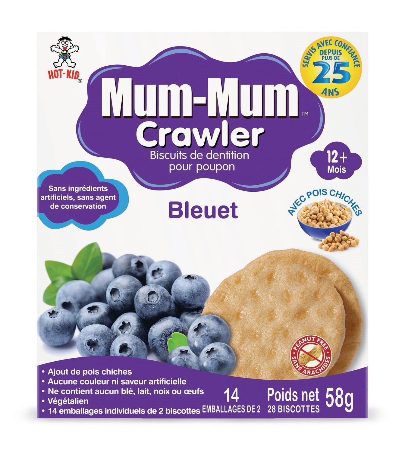 Mum-Mum Biscuits de Dentition pour Bébé Qui Rampe pour Bébé Qui Rampe - Saveur de Bleuet