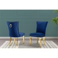thumbnail image 2 of Ensemble de 2 Chaises Rembourrées en Velours Bleu Marine avec Pattes en Acier Inoxydable Doré, 2 of 2