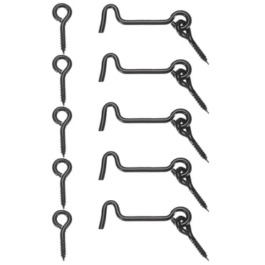 Uxcell Lot de 5 Loquets à Crochet et à Oeil pour Porte Loquet de Portail en Acier au Carbone de 2 Pouces Loquet de Porte de Grange Loquet Noir à Crochet et à Oeil pour Portail