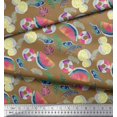 thumbnail image 3 of Soimoi Moss Georgette Fabric Fruits,Swim Ring & Goggles Summer Designs Print Fabric by Yard 42 Inch Wide, 3 of 3