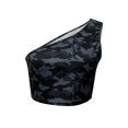 thumbnail image 4 of Leutsin Womens Print Tank Crop Tops Sleeveless One Shoulder Shirt Summer Charming Tees, 4 of 7