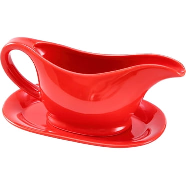 Bruntmor Saucière en Céramique Rouge de 11 Oz avec Plateau, Petit Plat de Service, Distributeur de Sauces