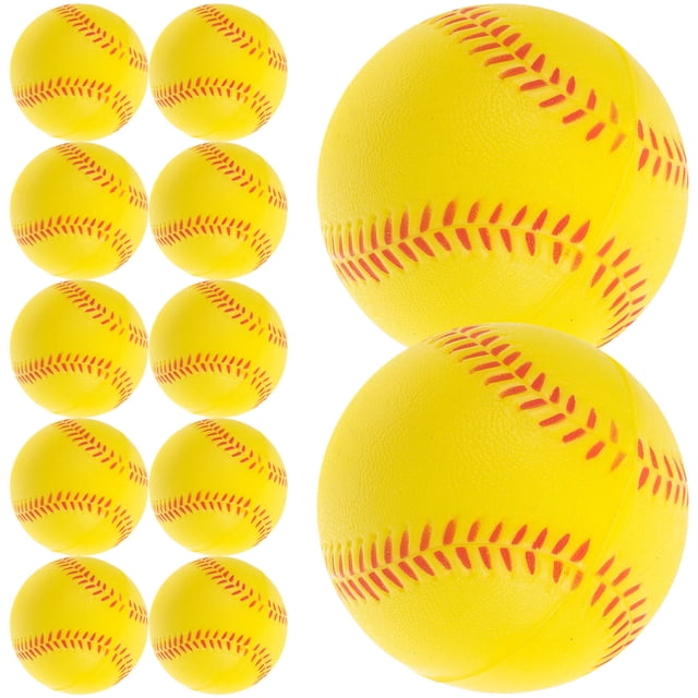 WASHWEPE 12Pcs Supple PU Baseballs Yellow Softballs for Safe and Effective Baseball Practice