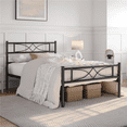 thumbnail image 1 of Yaheetech Simple Metal Platform Bed with Curved Design, Twin, Black, 1 of 10