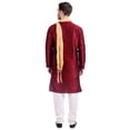 thumbnail image 2 of Indian Wedding Party Wear Men's Kurta Pajama with Scarf (Maroon, XXL), 2 of 6