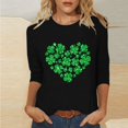 thumbnail image 1 of T-Shirt Ample à Manches Trois-Quarts et Col Rond Imprimé pour la Saint-Patrick pour Femmes, 1 of 6