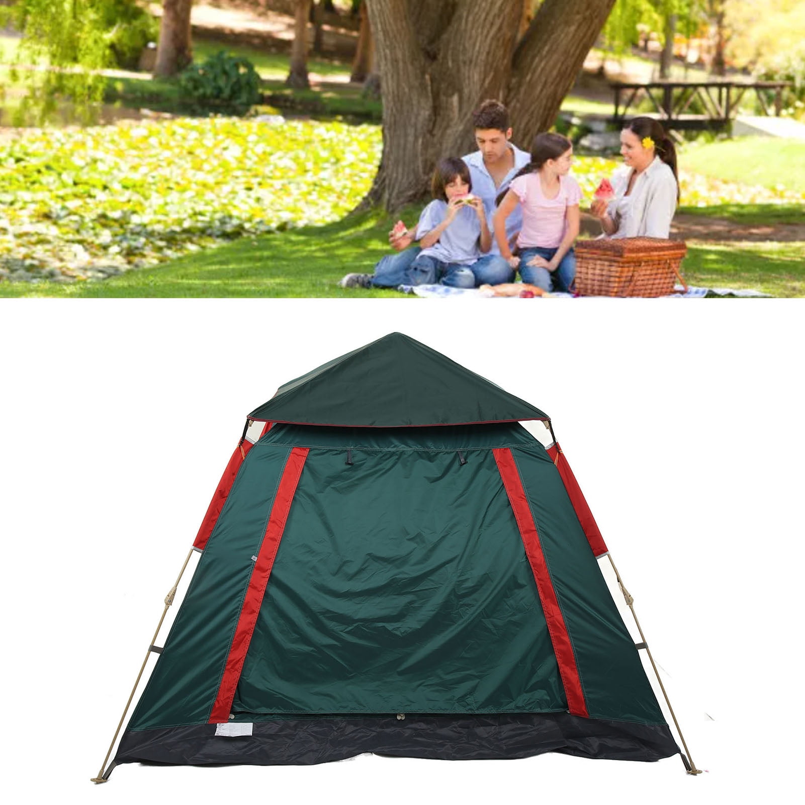Camping Tent, Waterproof Tent 3 To 4 Person 210T Oxford Cloth  Coating  for Traveling