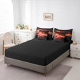 thumbnail image 4 of Electric Guitar Comforter Set - 7 Pieces Bed in a Bag Set,Music Stringed Instruments Full Bedding Set with All Season Quilt,Burning Orange Fire Flame Flat Sheet,Fitted Sheet,Pillowcases, 4 of 5
