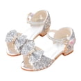 thumbnail image 1 of REDARER Big Girl Summer Soft Bottom Breathable Non Slip High Heel Rhinestone Bow Princess Sandals,Size 11.5-12 Years, 1 of 5