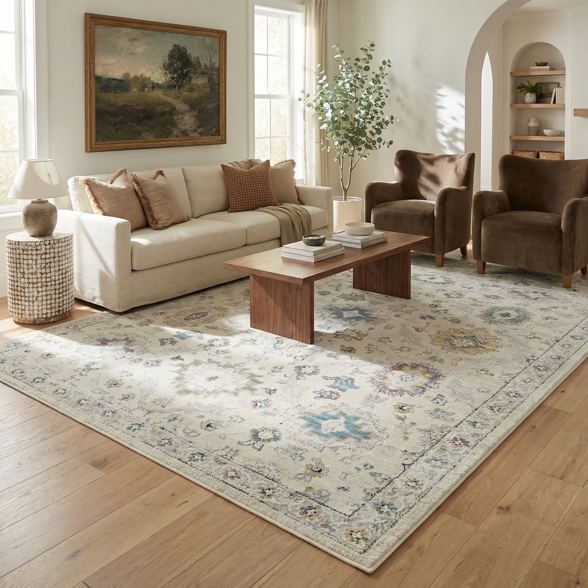 Tapis d'interieur classique Rug Branch Nomad, beige creme, boheme - Salon, chambre