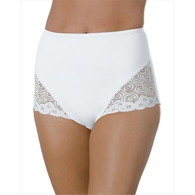 Hanes X054 Bali Moderate Control Lace Leg Brief 2-Pack Medium 2 White