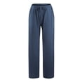 thumbnail image 4 of yoeyez High Waist Wide Leg Linen Pants Women Casual Loose Summer Cargo Trousers Petite Plus Size Cotton Linen Palazzo Pants for Women, 4 of 7