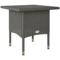 thumbnail image 1 of Outsunny Rattan End Table with Full Woven Top, Outdoor Coffee Table, Grey, 1 of 10